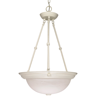 Nuvo Lighting 60/227  3 Light - 15" - Pendant - Alabaster Glass in Textured White Finish
